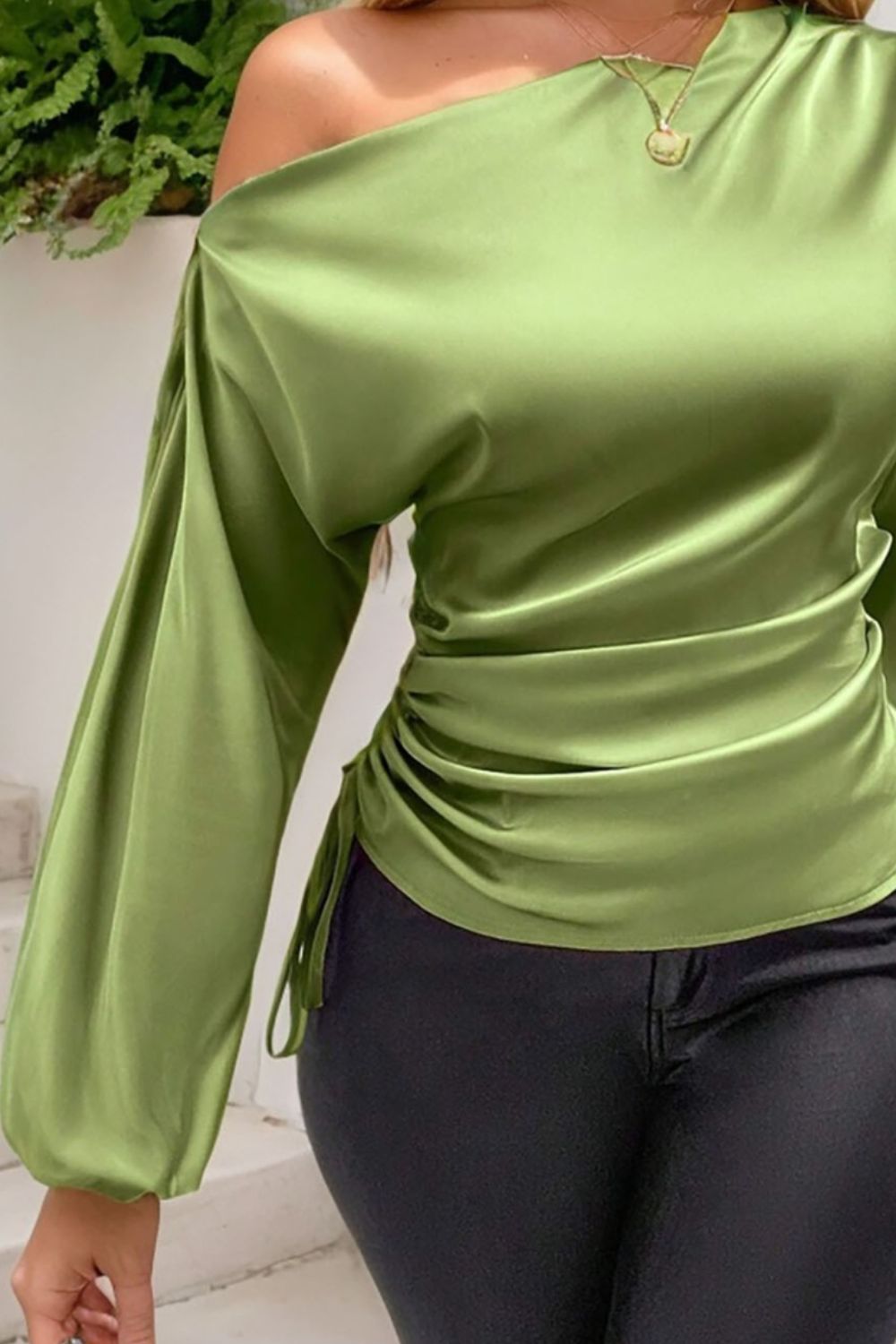 One Shoulder Long Sleeve Blouse