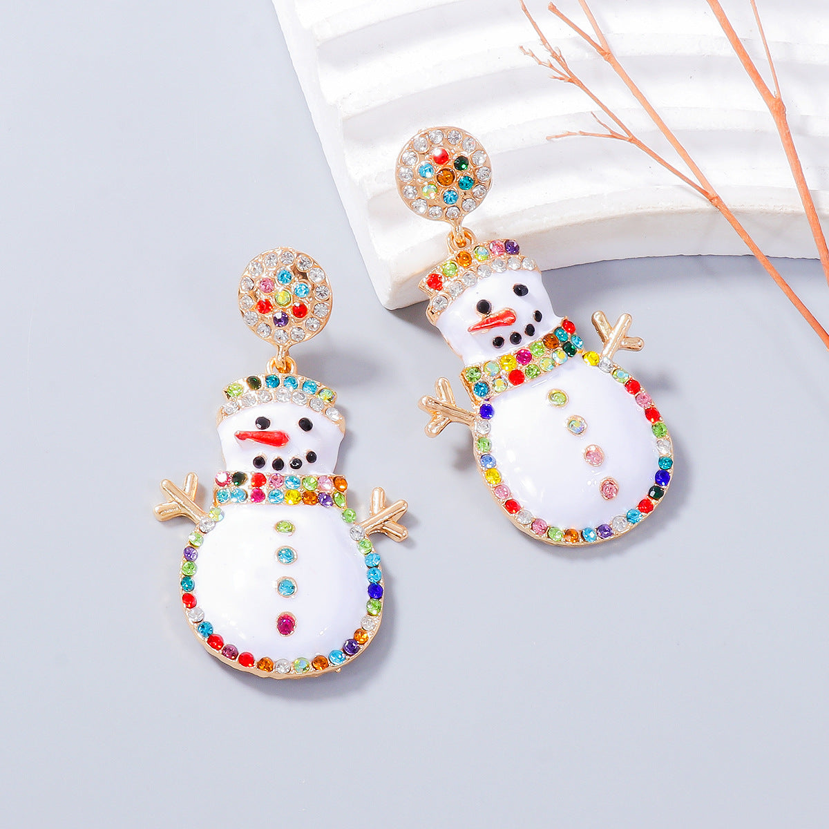 Rhinestone Snowman Earrings