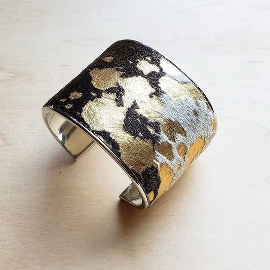 Mixed Metallic Cuff Bangle Bracelet