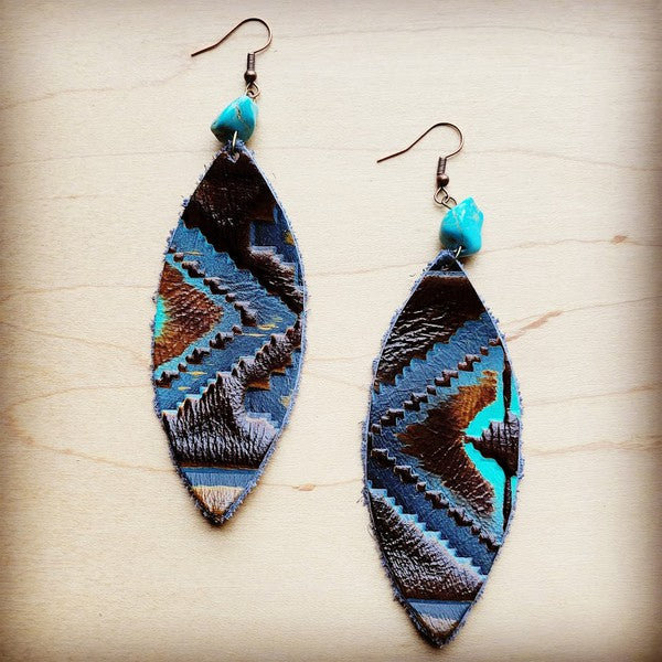 Oval Earrings in Blue Navajo