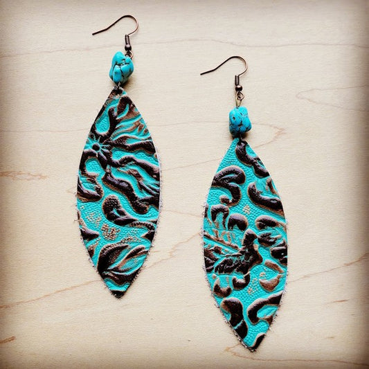 Oval Earrings  w/ Turquoise Accent