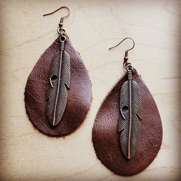 Leather Teardrop Earrings