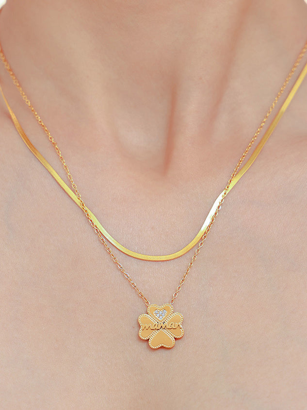 2 Piece 18K Gold-Plated Clover Necklace