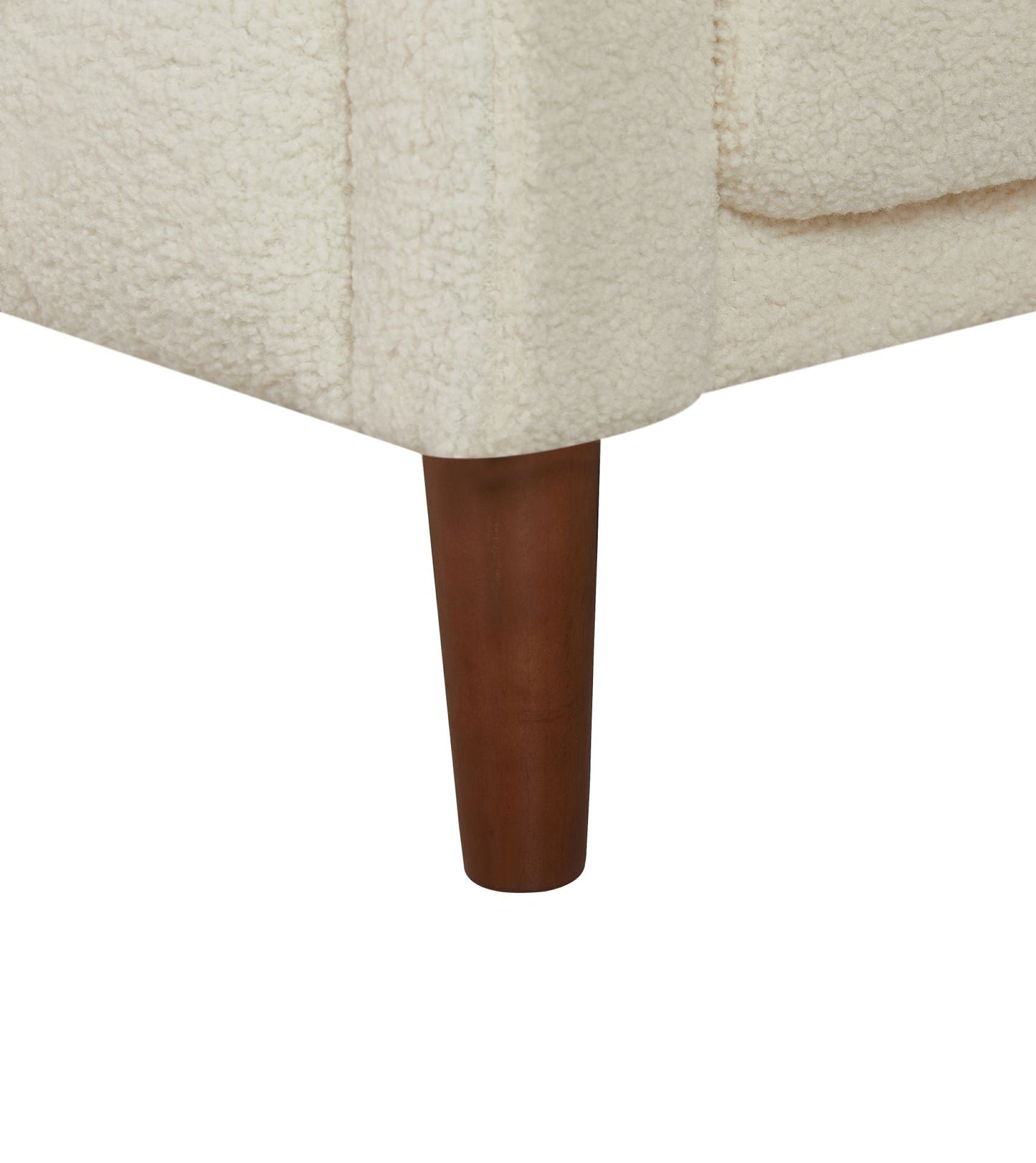 Beige Teddy Velvet Sponge Sofa, Indoor Sofa, Removable Wooden Feet, Tufted Buttons - MONLANE