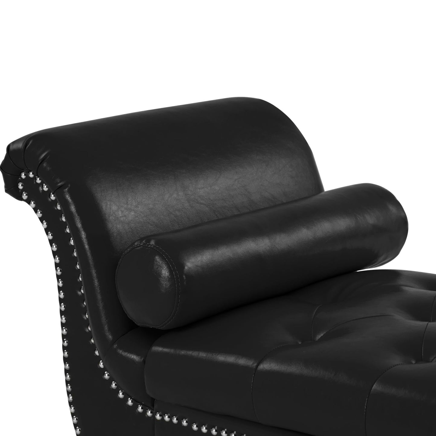 Black, PU Leather, Metal Feet Upholstered Ottoman Bedroom Lounge Ottoman Flip Top Storage Sofa Bench - MONLANE