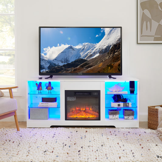 3D Fireplace TV Stand with LED Lights