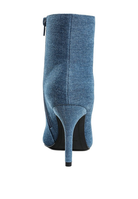 Bow Detail Denim Ankle Boots