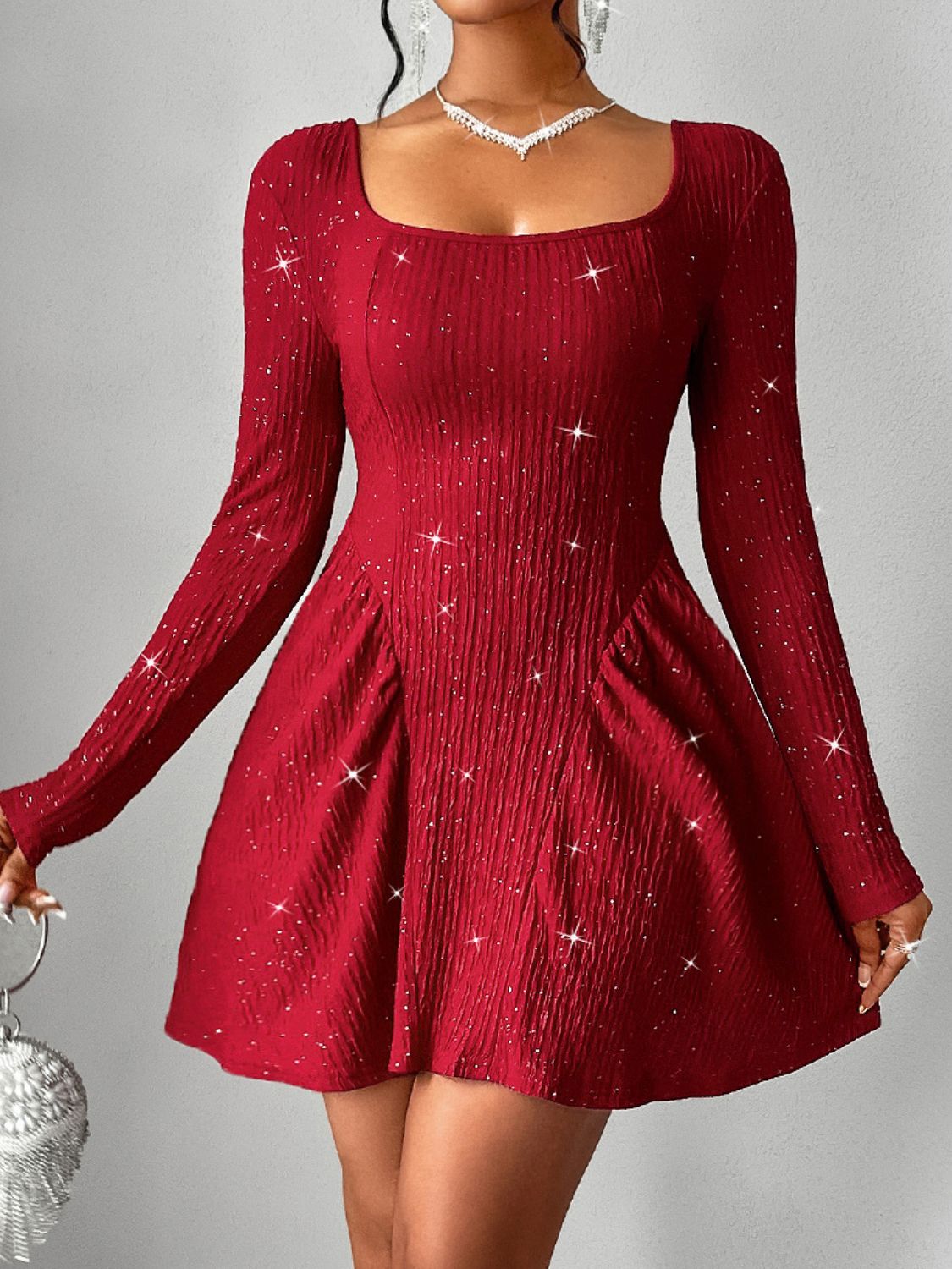 Backless Long Sleeve Mini Dress