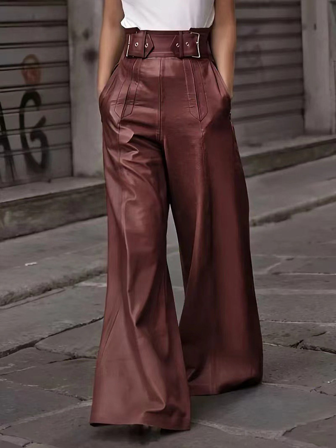 Elastic Waist Wide Leg Pants