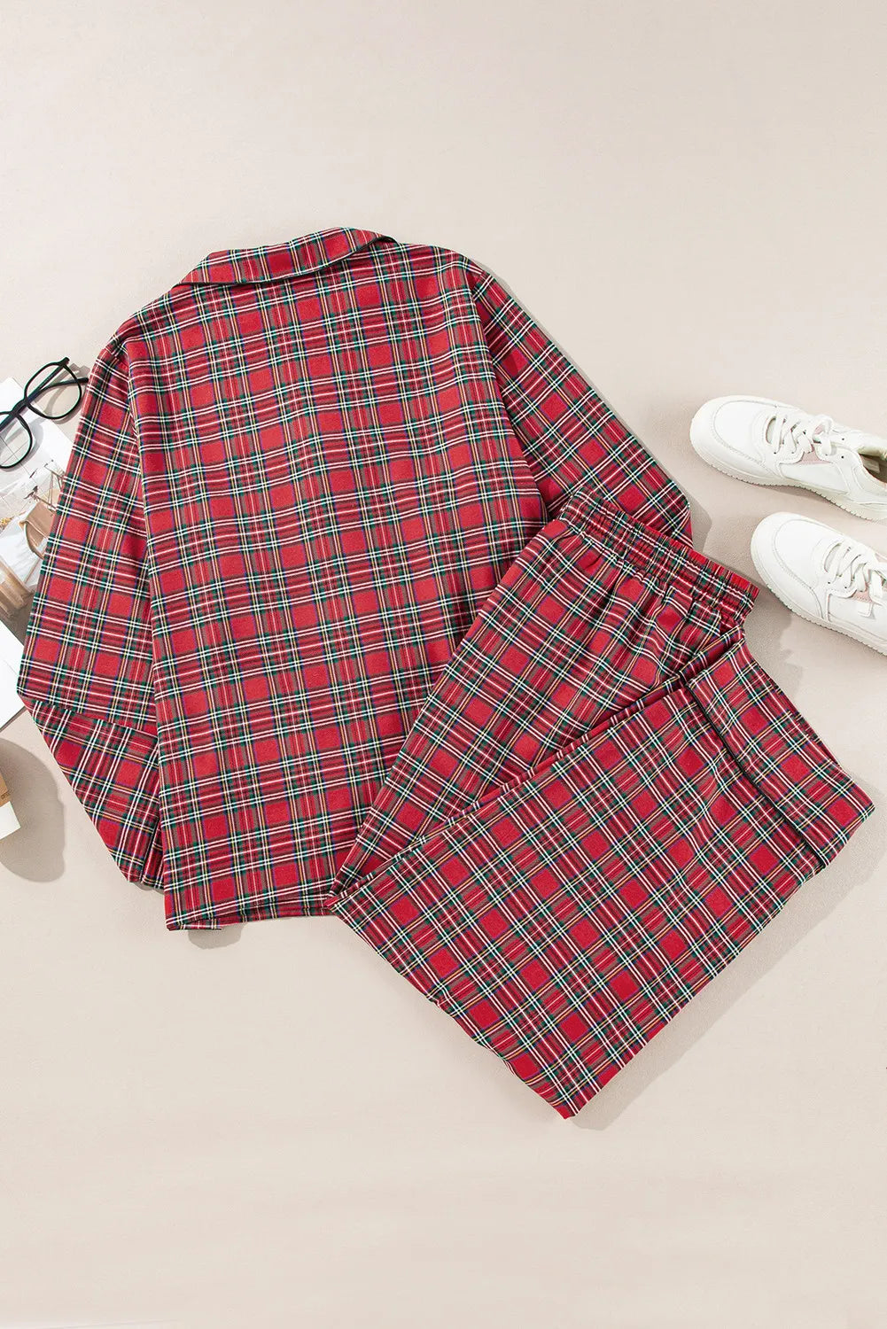 Plus Size Plaid Lounge Set