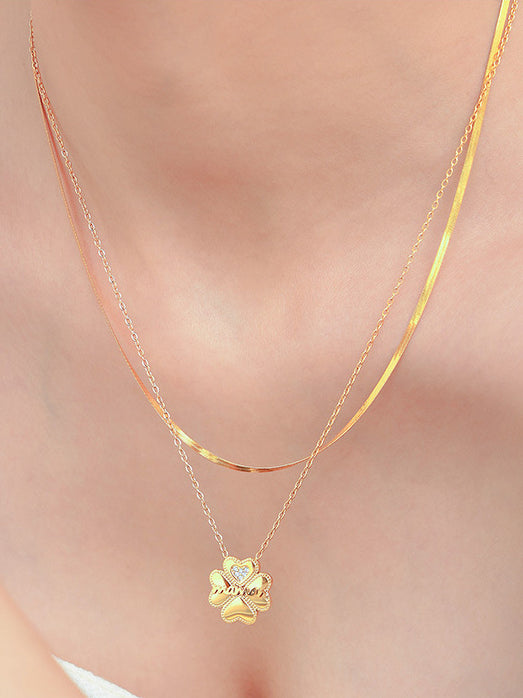 2 Piece 18K Gold-Plated Clover Necklace