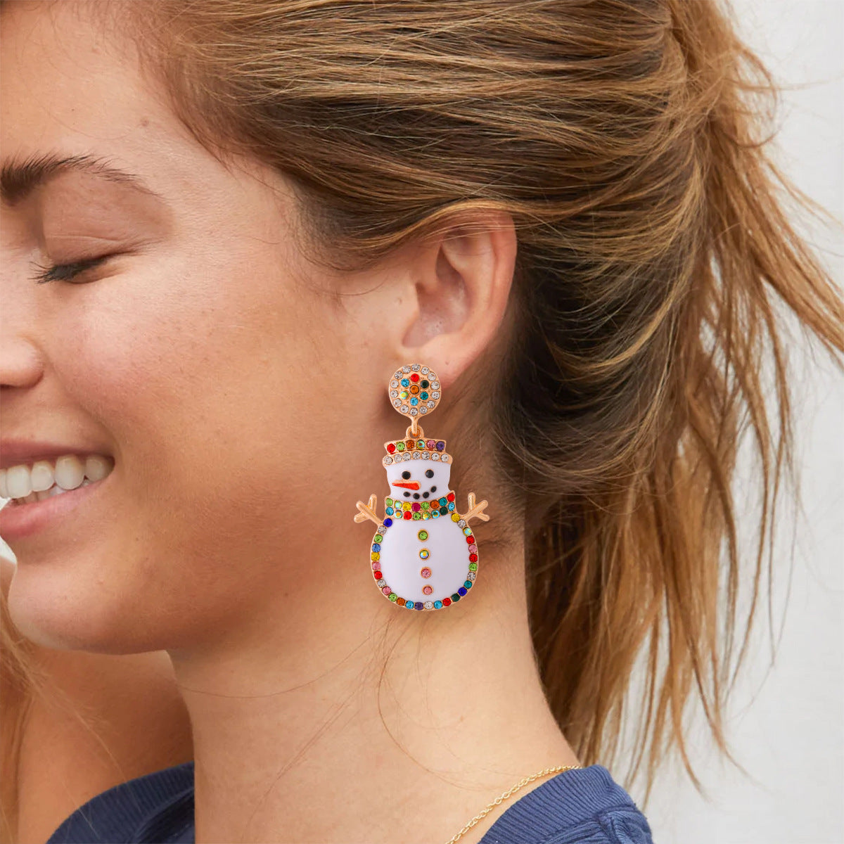 Rhinestone Snowman Earrings