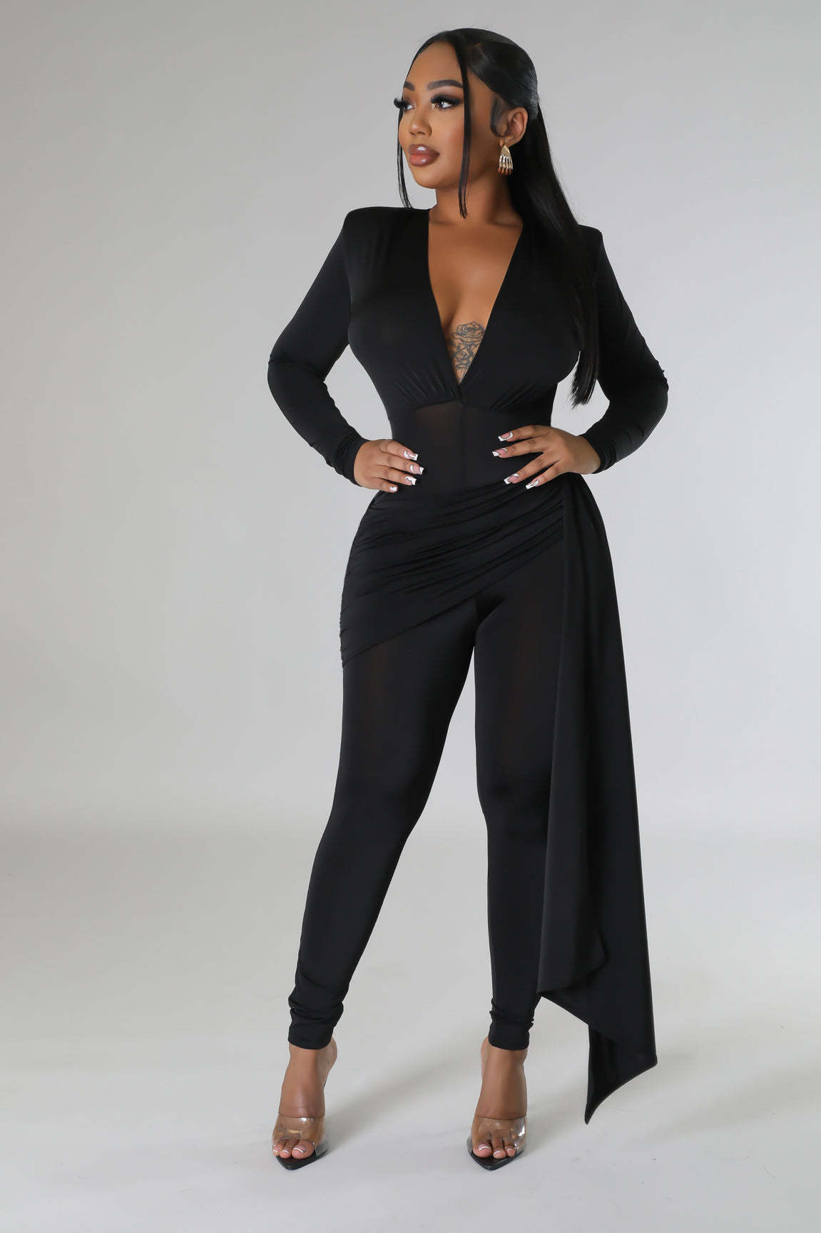 Tight Fitting Long Sleeved Jumpsuit