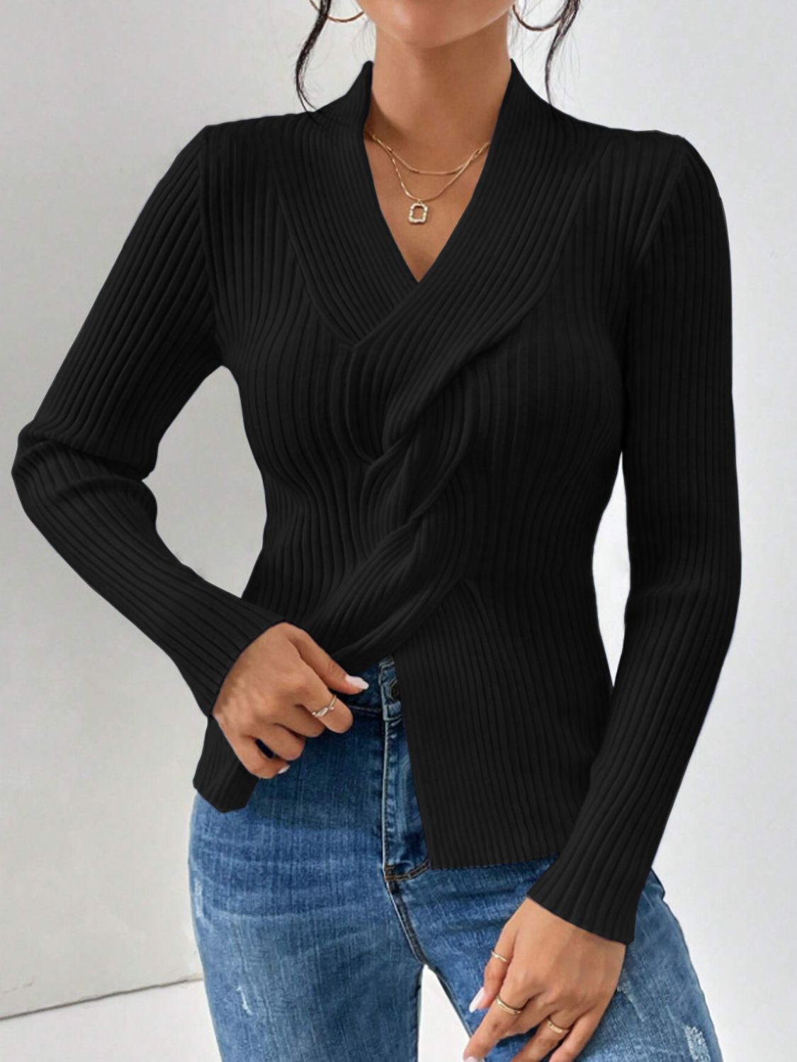 Ribbed Long Sleeve Sweater