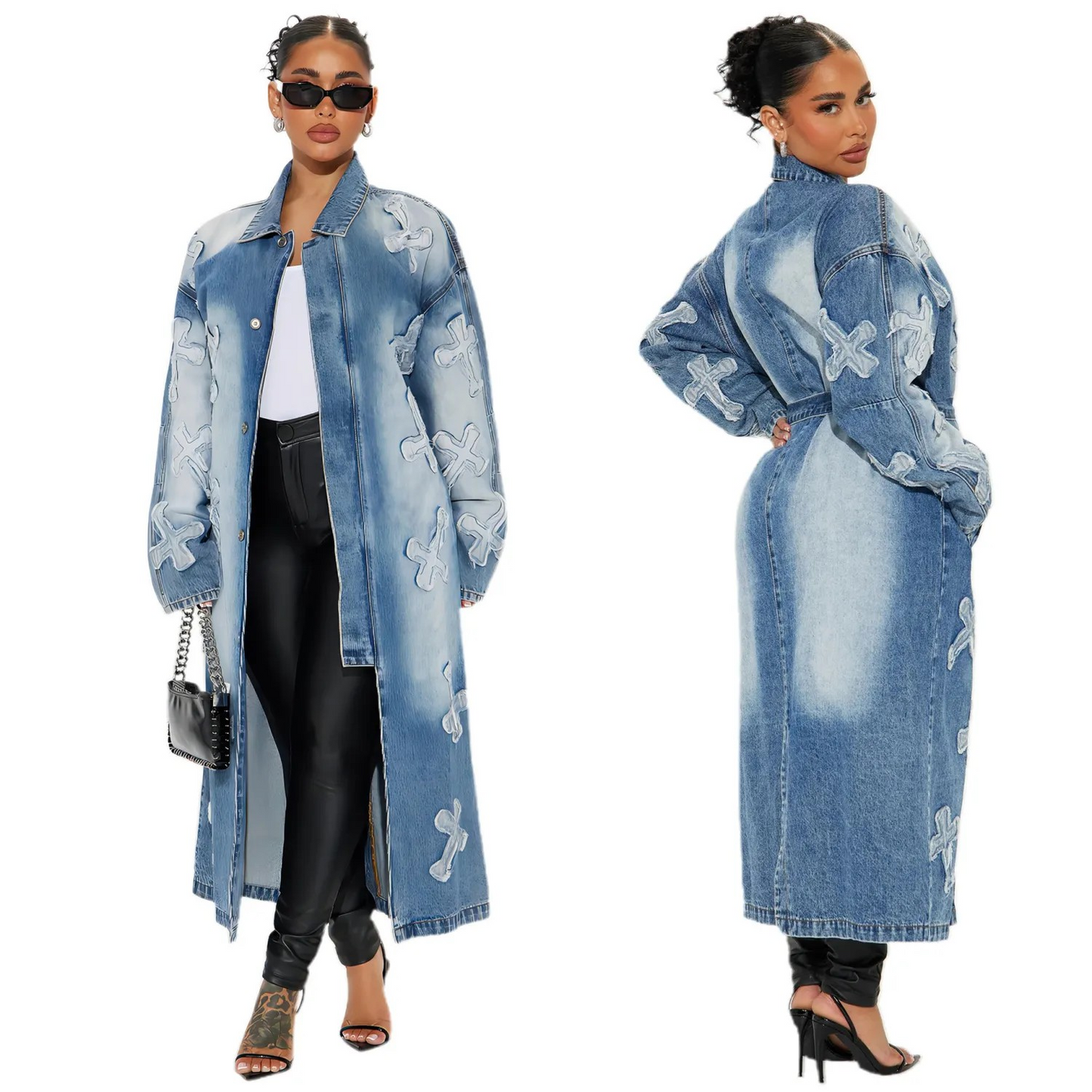 Long Trench Coat Denim Jacket