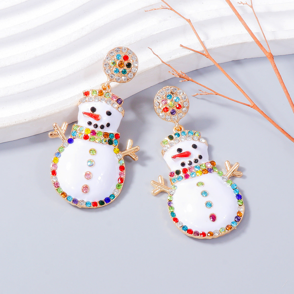 Rhinestone Snowman Earrings