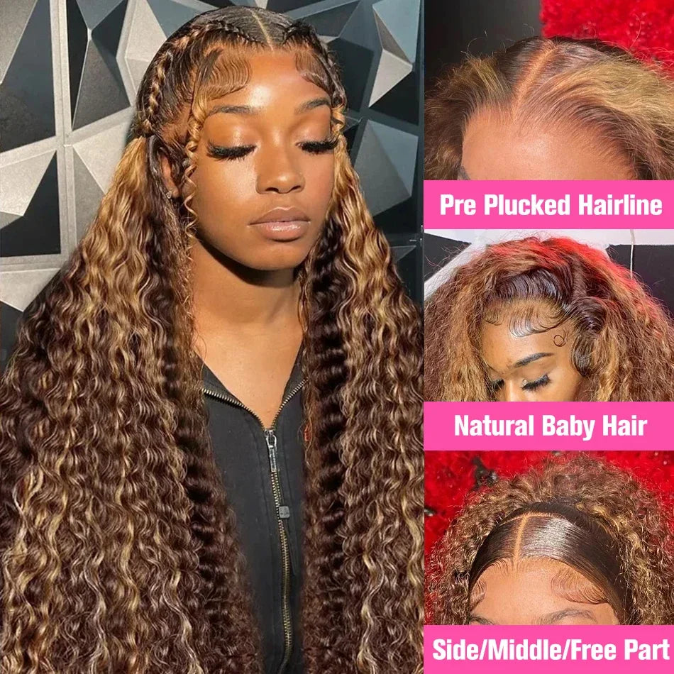 Honey Blonde Water Wave  Lace Frontal