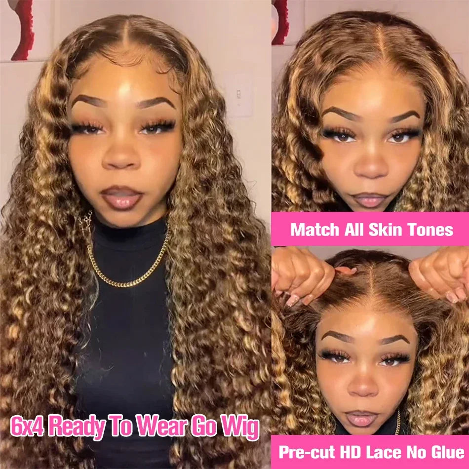 Honey Blonde Water Wave  Lace Frontal