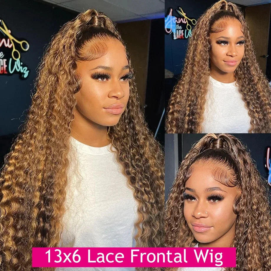 Honey Blonde Water Wave  Lace Frontal