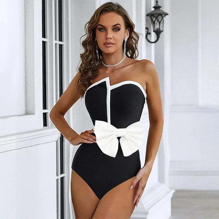 Bow Tie  and Skirt Swimwear Set