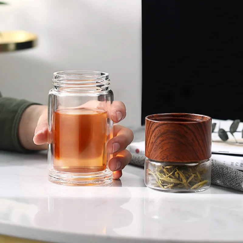 Portable Double Wall Glass Tea  infuser  Tumbler - MONLANE