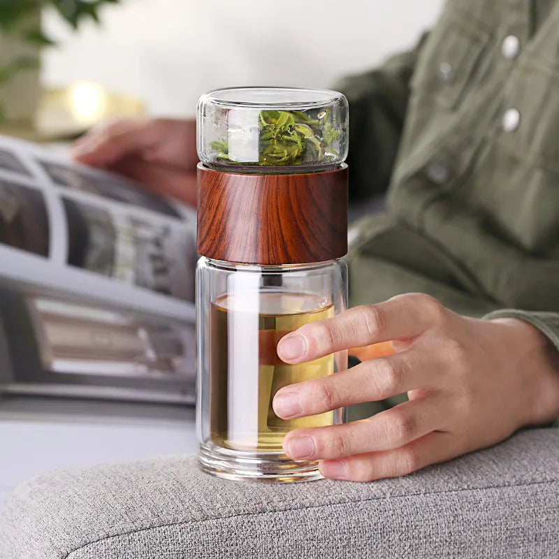 Portable Double Wall Glass Tea  infuser  Tumbler - MONLANE