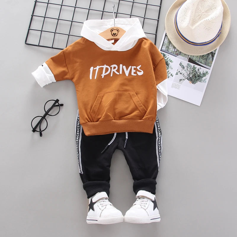 Kids Hooded T Shirt 2pcs Tracksuits