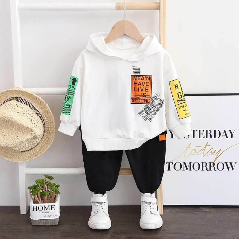 Kids Hooded T Shirt 2pcs Tracksuits