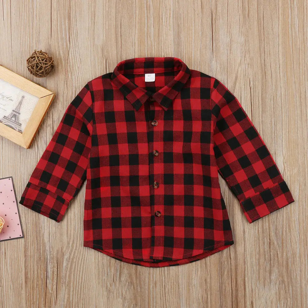 Baby Printed Plaid Top Long Sleeve