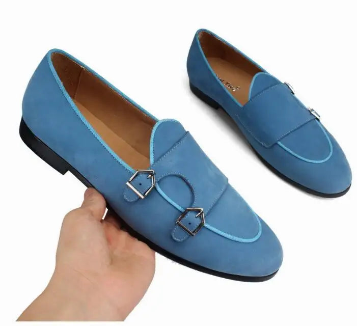 Fashion Blue Suede Men Loafers