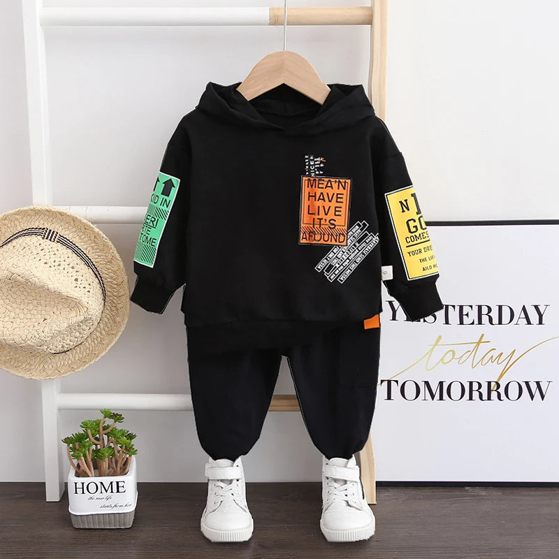 Kids Hooded T Shirt 2pcs Tracksuits