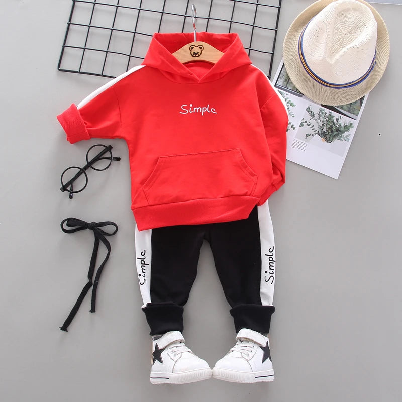 Kids Hooded T Shirt 2pcs Tracksuits