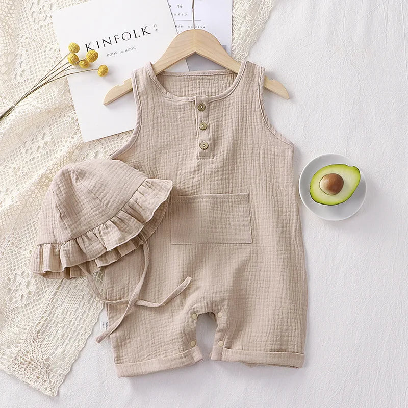 Summer Baby Jumpsuit with Hat