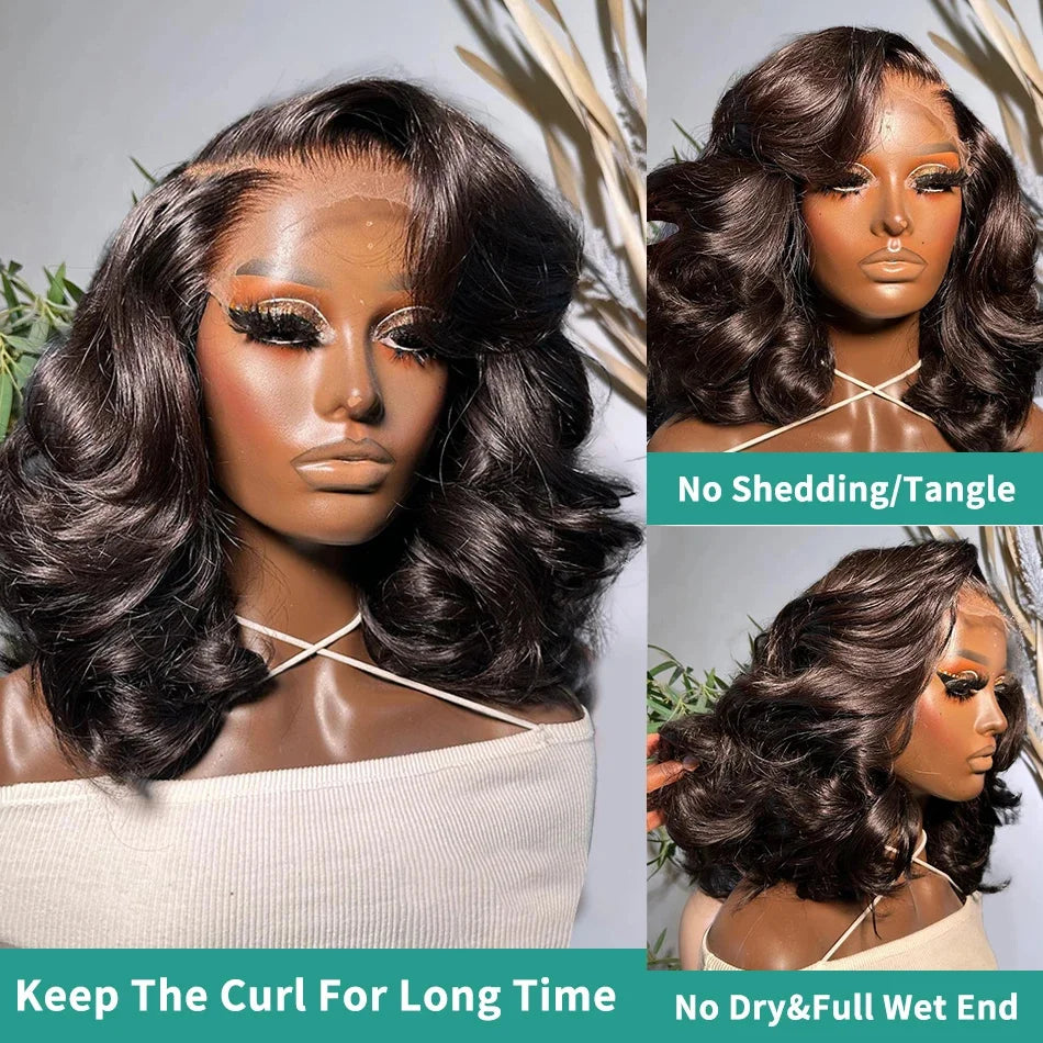 Short Bob Body Wave Transparent Lace Front