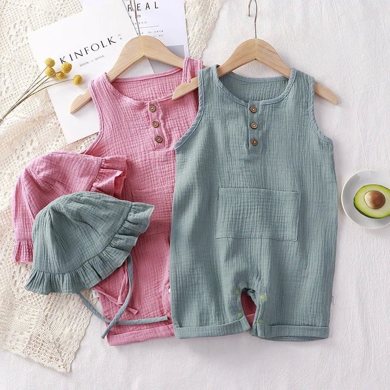 Summer Baby Jumpsuit with Hat