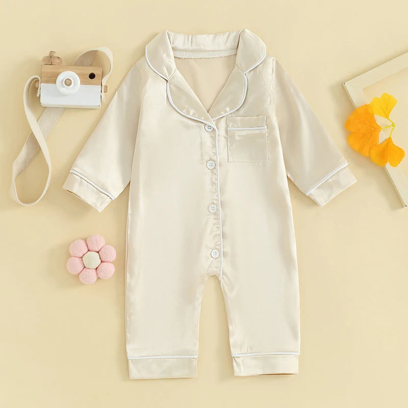 Newborn Button Down Romper Pjs