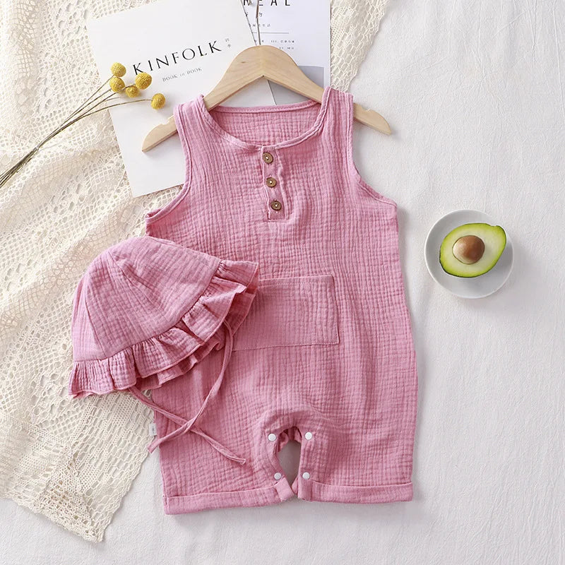 Summer Baby Jumpsuit with Hat