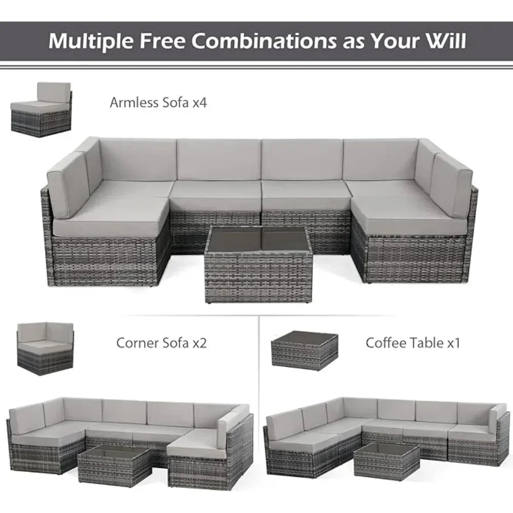 7-piece patio furniture set modular