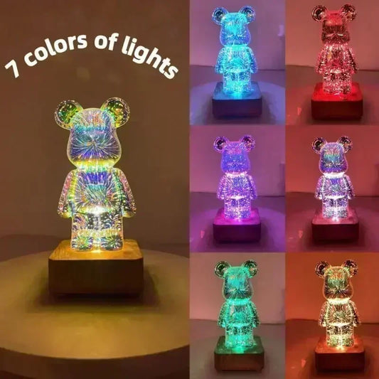 LED 3D Bear Firework Night Light