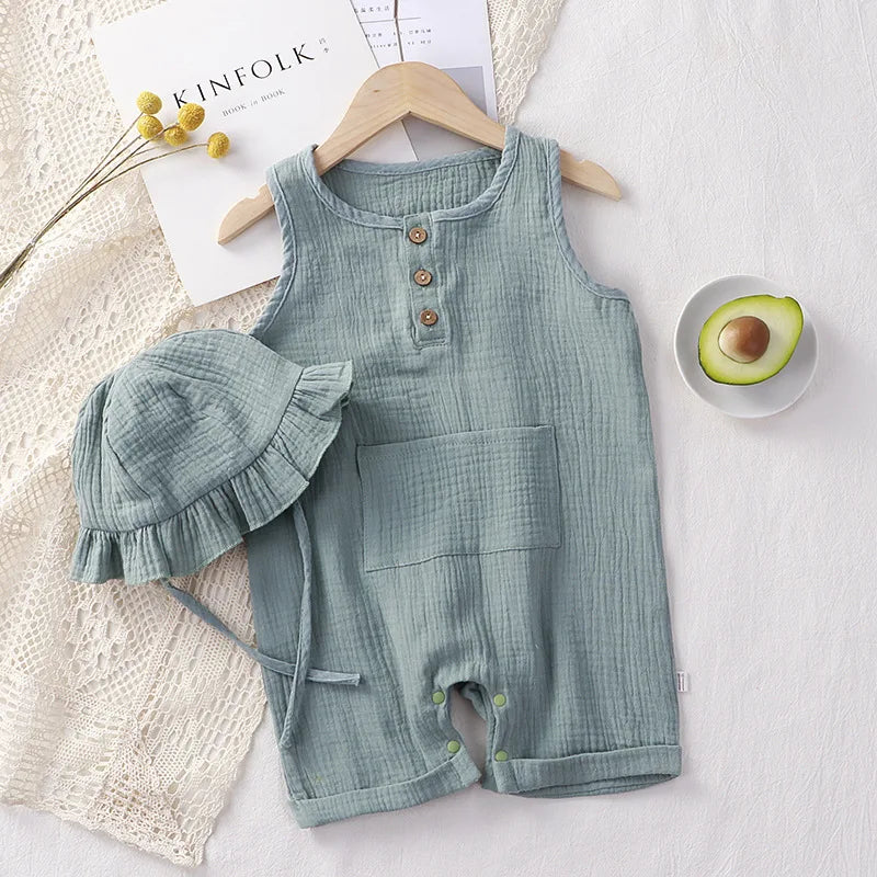 Summer Baby Jumpsuit with Hat