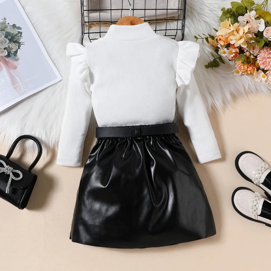 Ribbed Knit Girl 2Pcs Outfit