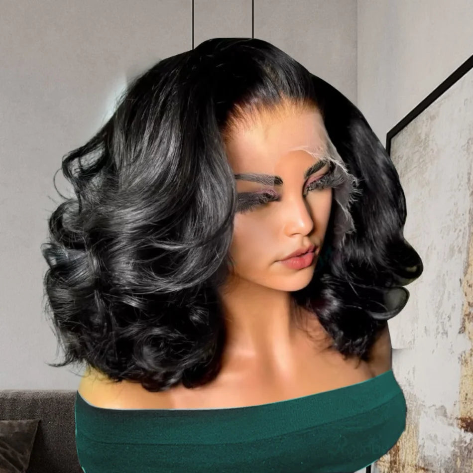 Short Bob Body Wave Transparent Lace Front