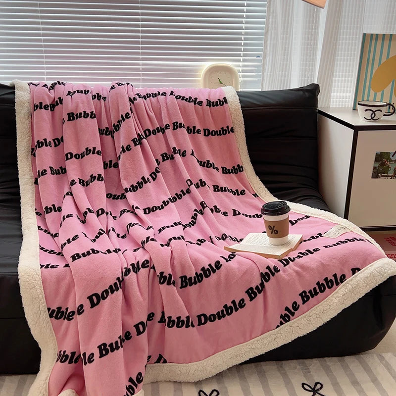 Romantic Pink Love Pattern Blanket