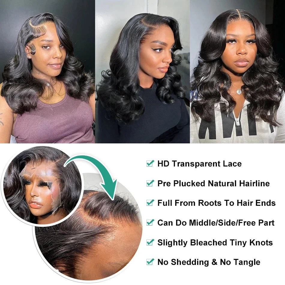 Short Bob Body Wave Transparent Lace Front