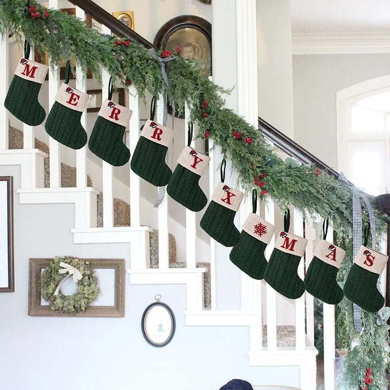 Green Snowflake Christmas Stocking