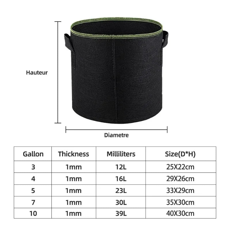 5Pcs  Grow Bags Gardening Fabric