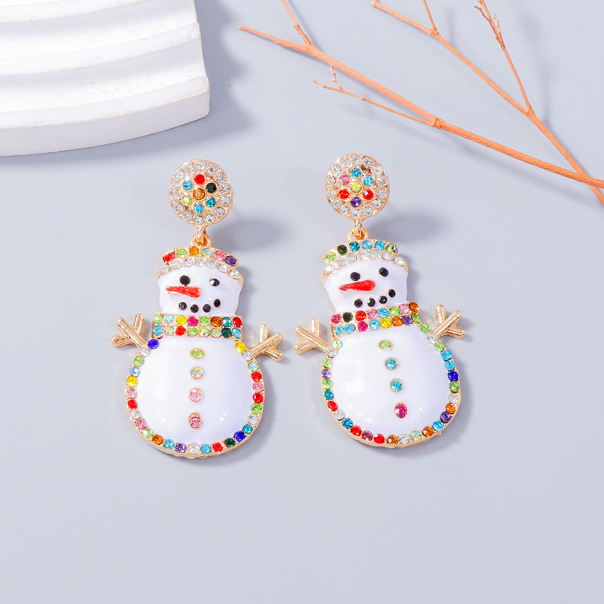 Rhinestone Snowman Earrings