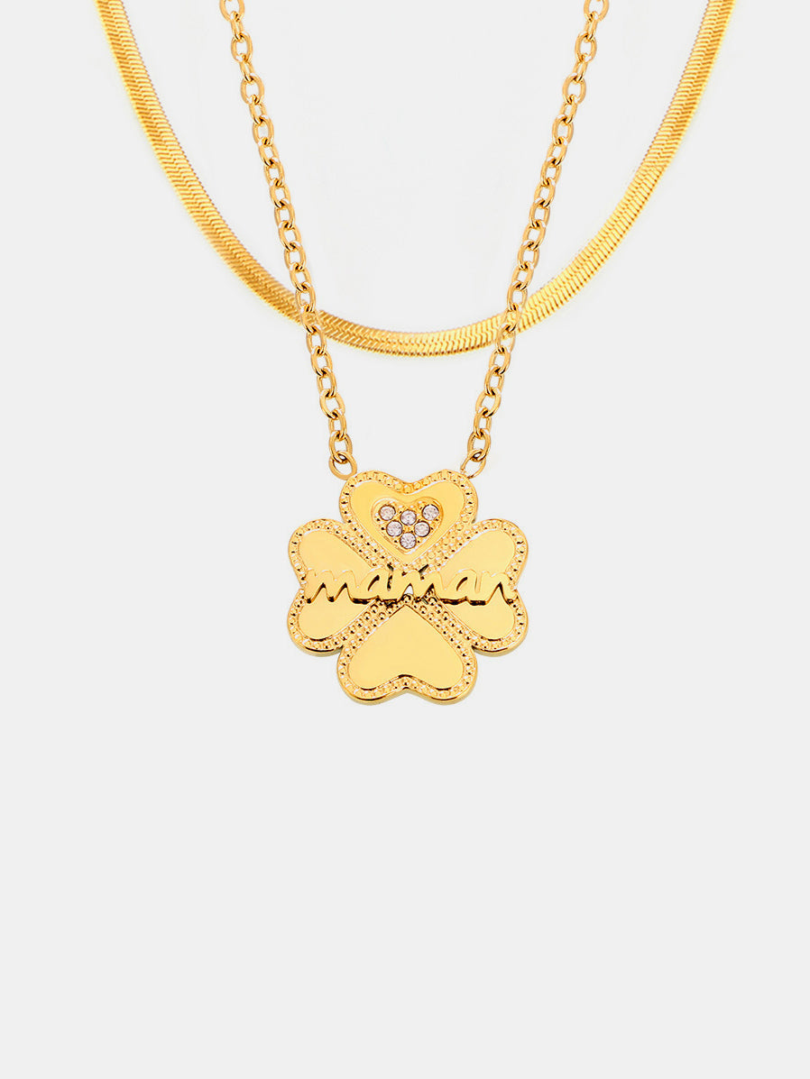 2 Piece 18K Gold-Plated Clover Necklace