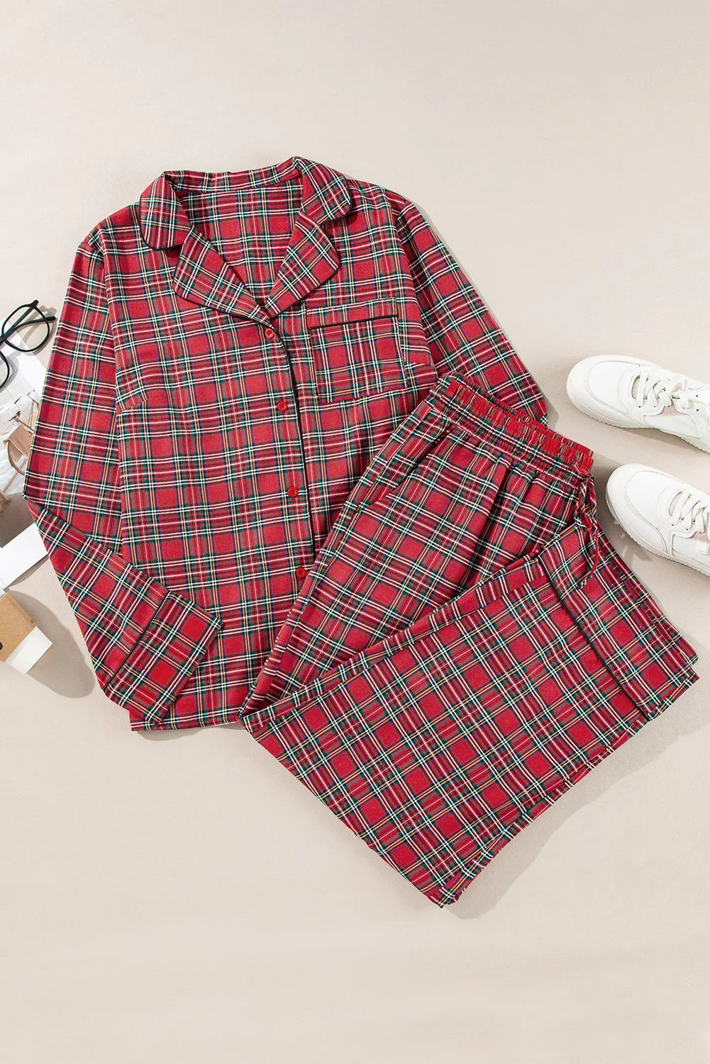 Plus Size Plaid Lounge Set