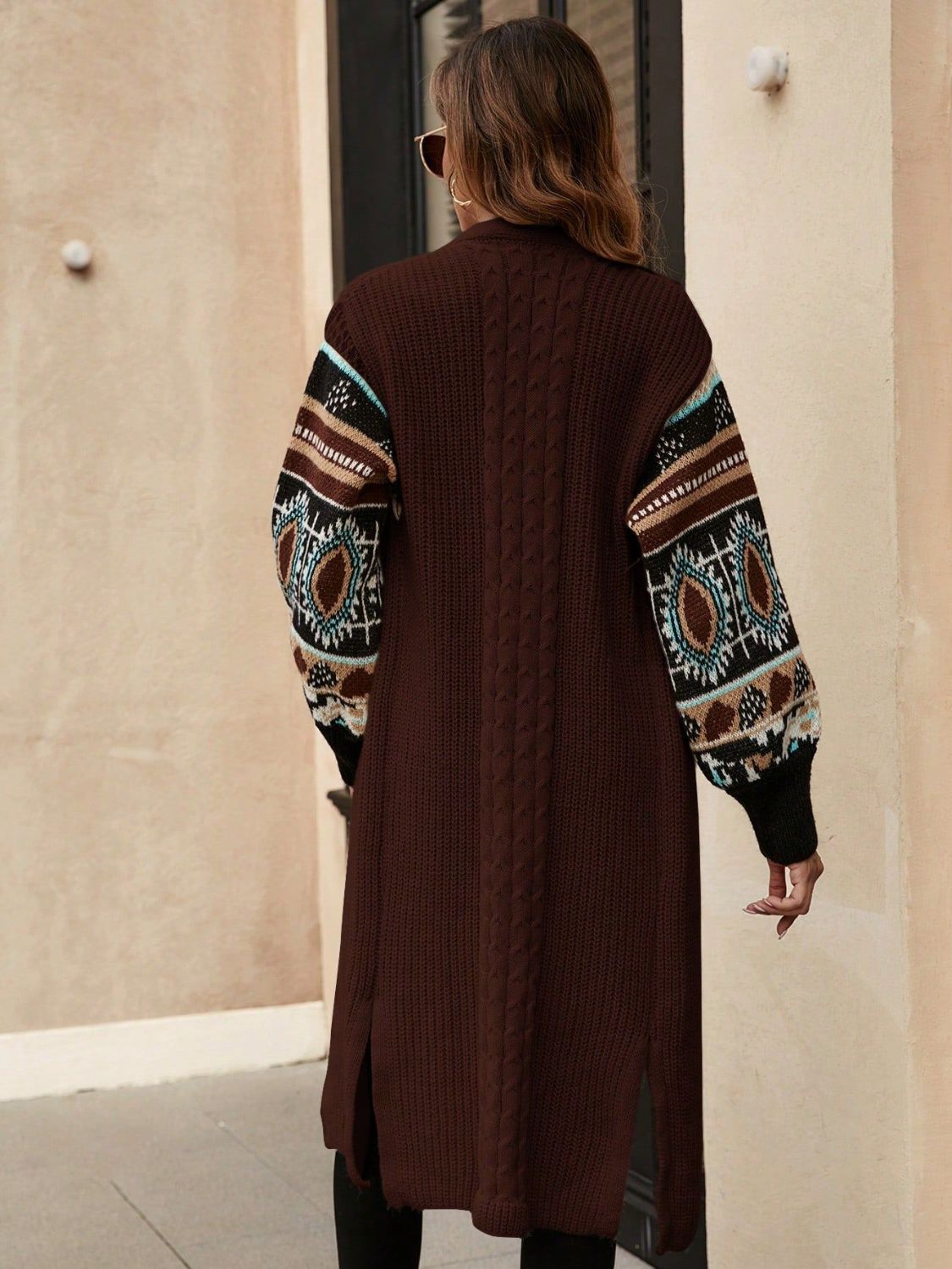 Slit Open Front Longline Cardigan